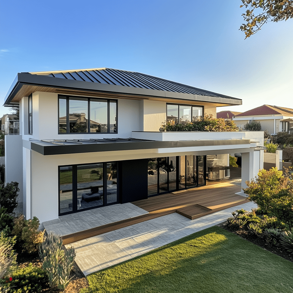 liquid rubber roof coating on a modern home